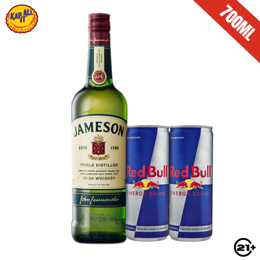 PAKET JAMESON IRISH WHISKY 700ml + 2 RED BULL 250ml