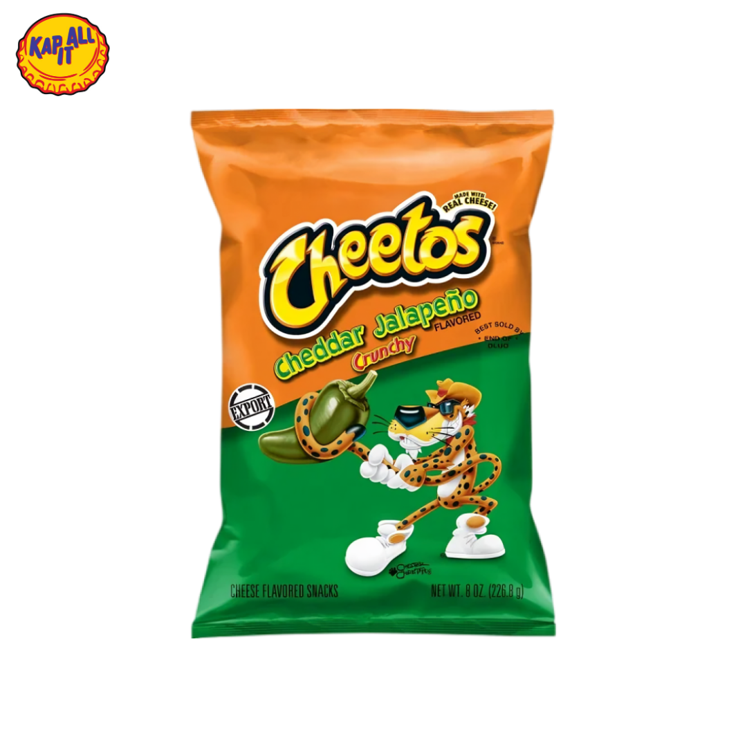 CHEETOS CHEDDAR JALAPENO CRUNCHY CHEESE FLAVORED SNACKS 226.8g