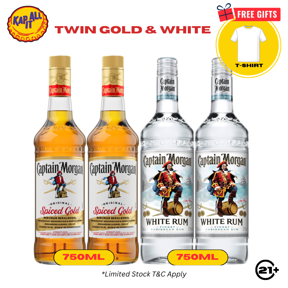 CAPTAIN MORGAN SPICE GOLD & WHITE 750ml (Free Tshirt)