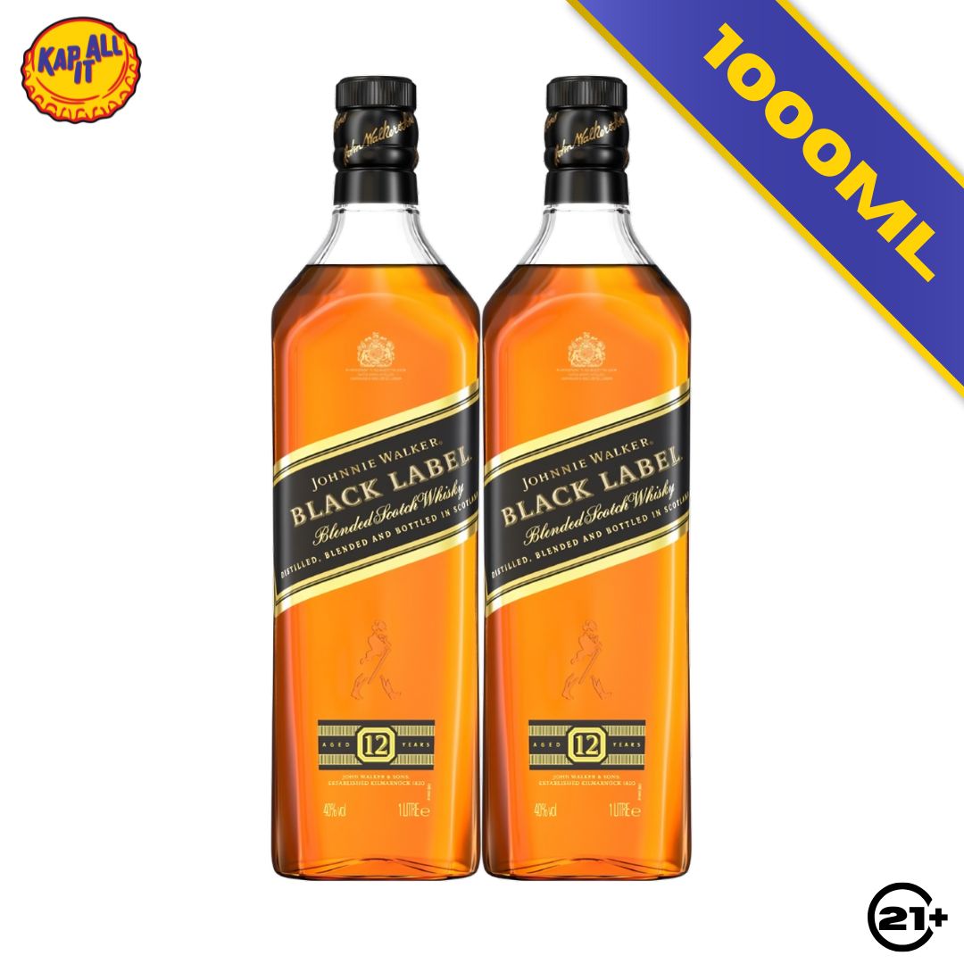 TWIN JOHNNIE WALKER BLACK LABEL 1000ml - 2 BOTTLES