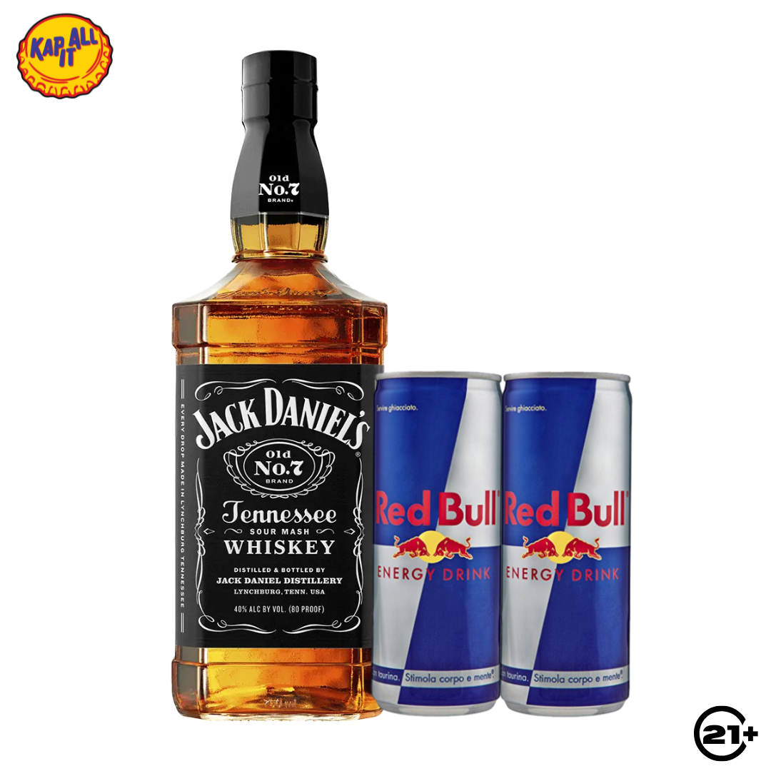 PAKET JACK DANIELS NO. 7 TENNESSE WHISKY 700ml + 2 RED BULL 250ml