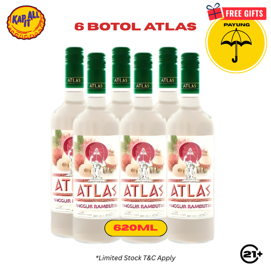 ANGGUR ATLAS RAMBUTAN 620ml - 6 BOTOL (Free Payung)